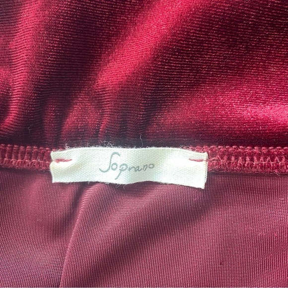 Soprano deep burgundy velvet romper wide legs - Picture 5 of 7